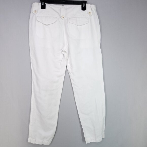 Theory Crop Linen Blend Trousers Women’s Size 10 White Beachy Boho Coastal - Picture 2 of 13